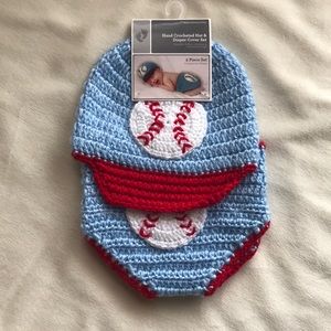 2 piece crocheted hat and diaper cover set
